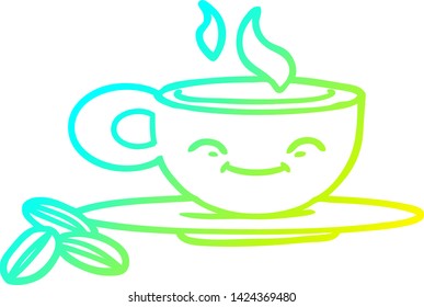 cold gradient line drawing of a cartoon espresso mug