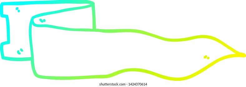 cold gradient line drawing of a cartoon waving banner