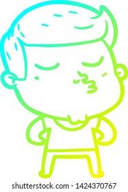 cold gradient line drawing of a cartoon model guy pouting