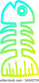 cold gradient line drawing of a cartoon fish bones