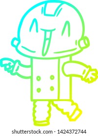 cold gradient line drawing of a cartoon robot