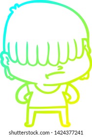 cold gradient line drawing of a cartoon boy with untidy hair