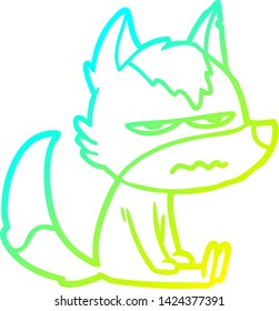 cold gradient line drawing of a cartoon annoyed wolf