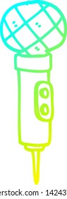 dibujo de línea de degradado frío de un micrófono de dibujos animados