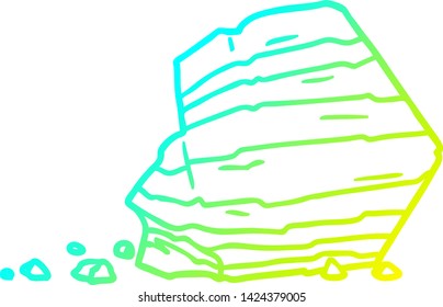cold gradient line drawing of a cartoon large rock