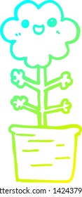 dibujo de línea de degradado frío de una flor de dibujos animados