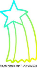cold gradient line drawing of a cartoon shooting star