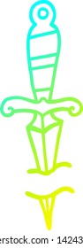 cold gradient line drawing of a cartoon tattoo dagger symbol