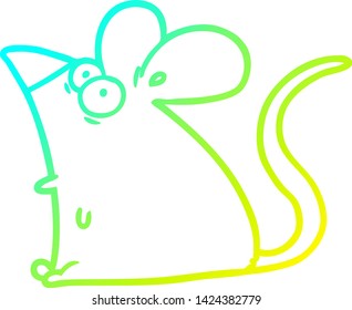 cold gradient line drawing of a cartoon frightened mouse