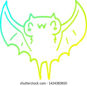 cold gradient line drawing of a cartoon bat