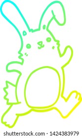 cold gradient line drawing of a cartoon rabbit running