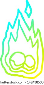 dibujo de línea de degradado frío de una caricatura quemando carbón