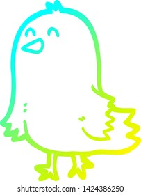 dibujo de línea de degradado frío de un pájaro de dibujos animados