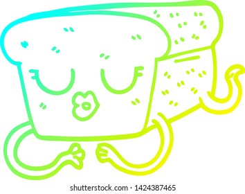 cold gradient line drawing of a cartoon loaf of bread