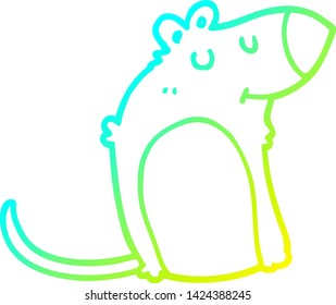 cold gradient line drawing of a cartoon fat rat
