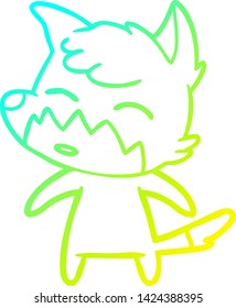 cold gradient line drawing of a cartoon fox