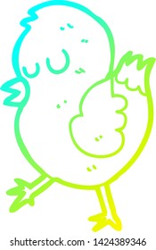 cold gradient line drawing of a cartoon bird