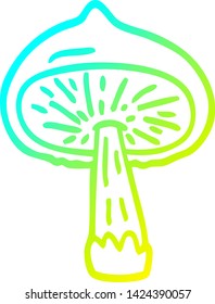 cold gradient line drawing of a cartoon mushroom
