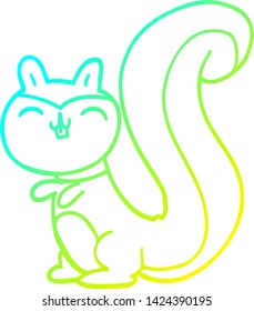cold gradient line drawing of a cartoon happy squirrel