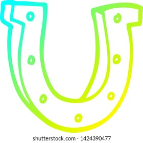 dibujo de una línea de gradiente frío de una zapata de caballo de oro de dibujos animados