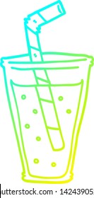cold gradient line drawing of a cartoon fizzy drink