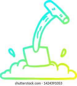 cold gradient line drawing of a cartoon spade