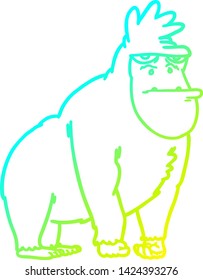 cold gradient line drawing of a cartoon gorilla