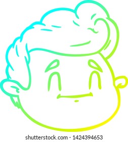 dibujo de línea de gradiente frío de una cara masculina de dibujos animados