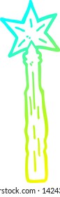 cold gradient line drawing of a cartoon magic wand