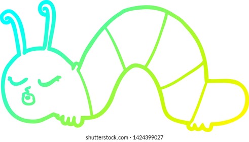 cold gradient line drawing of a cartoon caterpillar