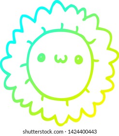 cold gradient line drawing of a cartoon flower