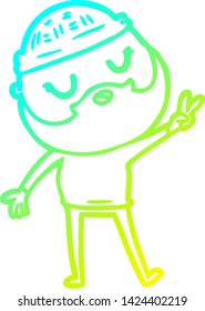 cold gradient line drawing of a cartoon man with beard
