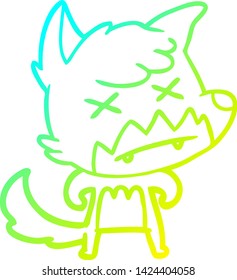 cold gradient line drawing of a cartoon dead fox