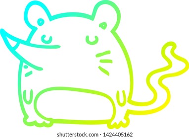 dibujo de línea de degradado frío de un ratón de dibujos animados