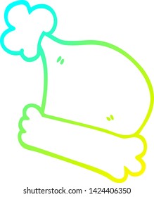cold gradient line drawing of a cartoon christmas hats