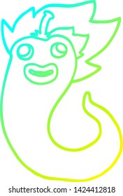 dibujo de línea de gradiente frío de una caricatura caliente frío