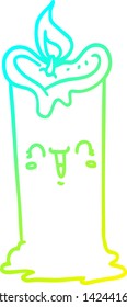 cold gradient line drawing of a cartoon happy candle