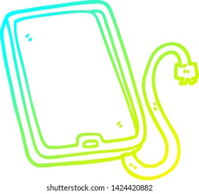cold gradient line drawing of a cartoon computer tablet