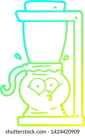 cold gradient line drawing of a cartoon filter coffee machine