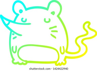 cold gradient line drawing of a cartoon mouse