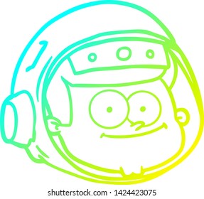 cold gradient line drawing of a cartoon astronaut face