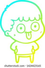 cold gradient line drawing of a cartoon dumb kid