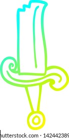 cold gradient line drawing of a cartoon jeweled sword