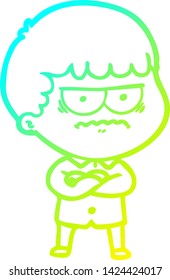 dibujo de línea de gradiente frío de una ilustración de caricatura