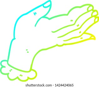 cold gradient line drawing of a cartoon hand