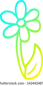 dibujo de línea de degradado frío de una flor de primavera de dibujos animados