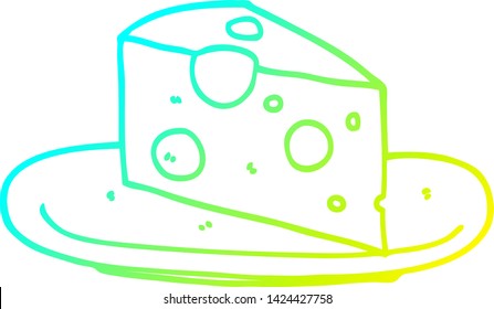 cold gradient line drawing of a cartoon cheese