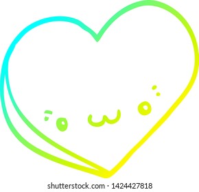 dibujo de línea de degradado frío de una caricatura amor corazón con cara