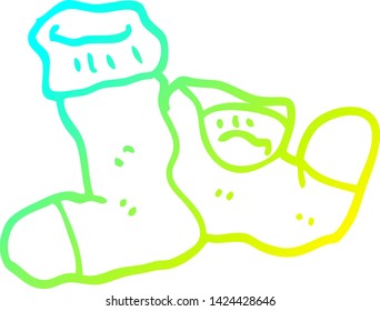 dibujo de línea de gradiente frío de calcetines de dibujos animados