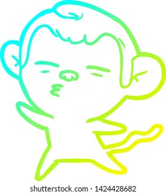 cold gradient line drawing of a cartoon suspicious monkey